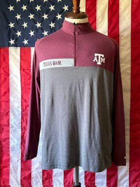 Colosseum Men's Large Gray Texas A&M Aggies John Half-Zip Top Long Sleeve